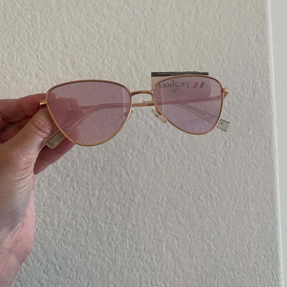 Le Specs Pink Mirrored Cat Eye Glasses